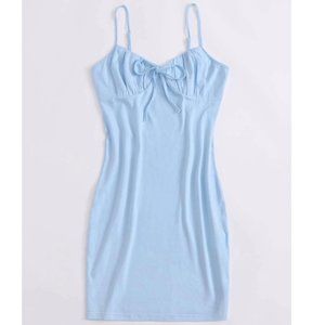 SHEIN Light Blue Ruched Bust Mini Dress
